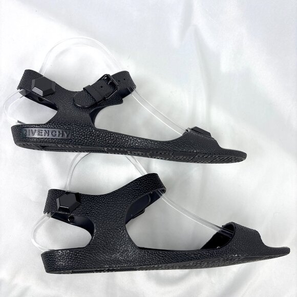 Givenchy Black Rubber‎ Sandals Women’s Size 8 UK39 Textured Strap Jelly Flats - Picture 7 of 15